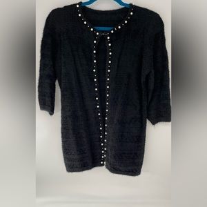 Black cardigan with pearls